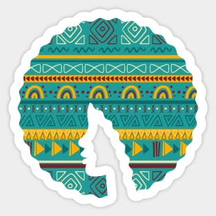 Afro Hair Woman with African Pattern, Black History Sticker